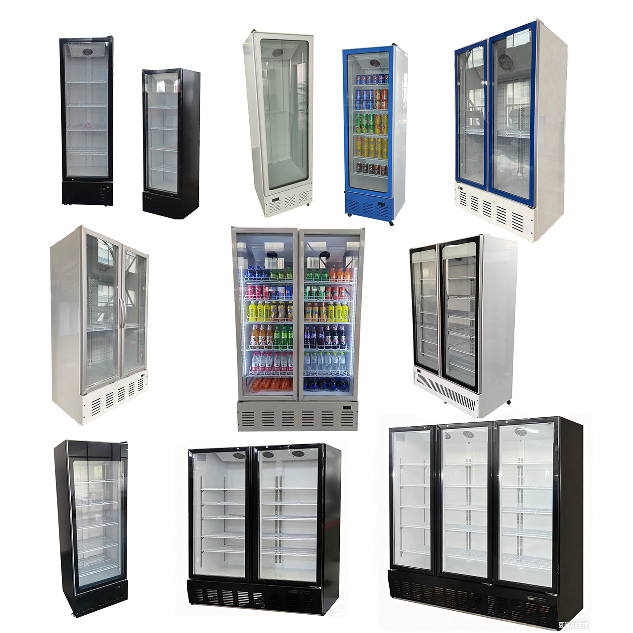 Ultra-Slim Vertical Glass Door Refrigerated Display Cabinet - Space-Saving Cooler for Narrow Areas, Flexible Placement
