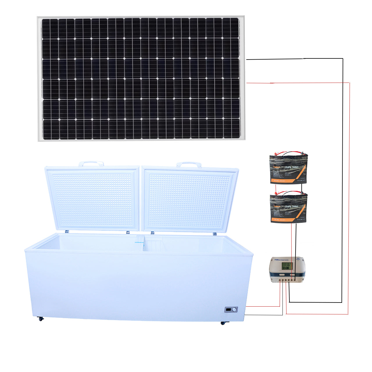 12V/24V Solar Freezer Cooler with Battery- Portable Refrigerator for Camping, RV, Off-Grid Living, Outdoor Picnics & Emergency Storag