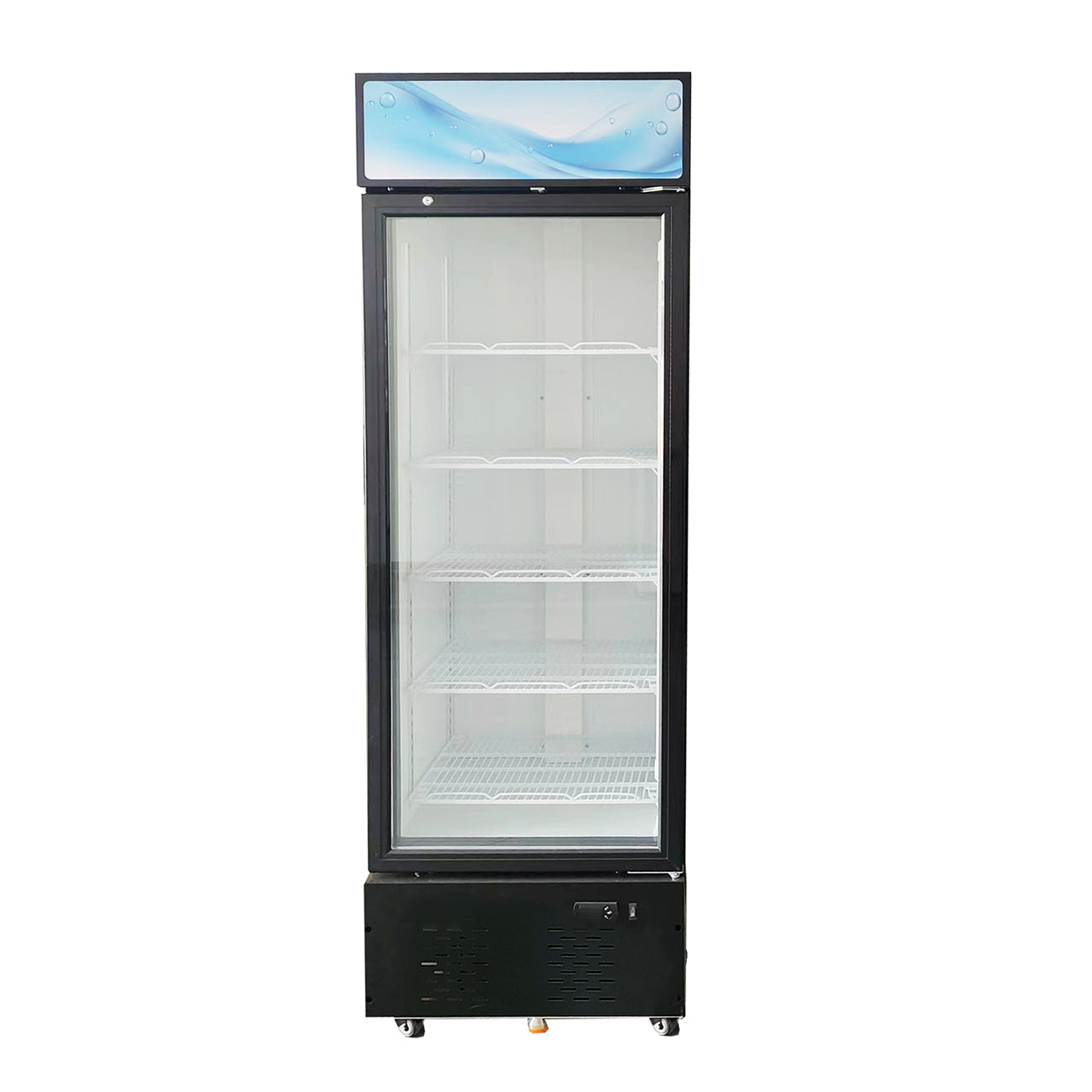 Commercial Upright Refrigerated Display Case - Glass Door Cooler for Convenience Stores, Supermarkets, Bakeries & Café Drinks Storage